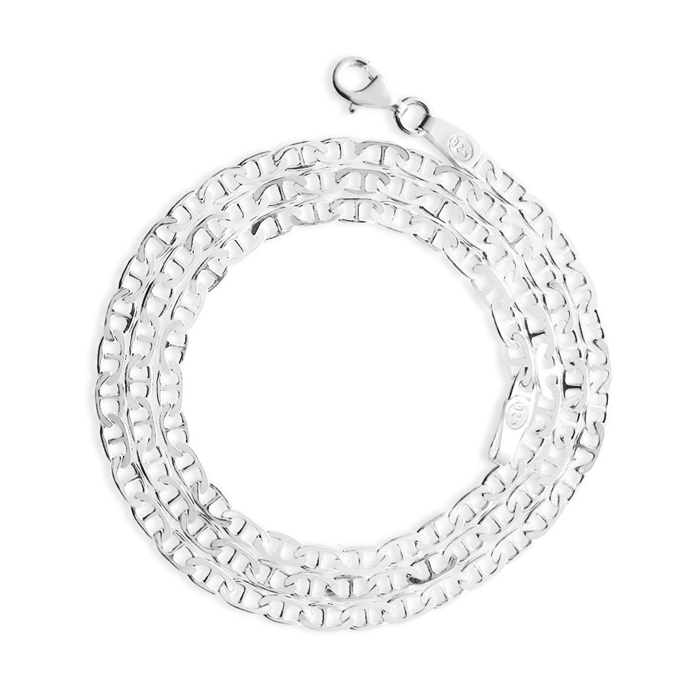 925 Ayar Gümüş 50 cm Uzunluk 100 Mikron Kalınlık Barlı Erkek Zincir Kolye - 2