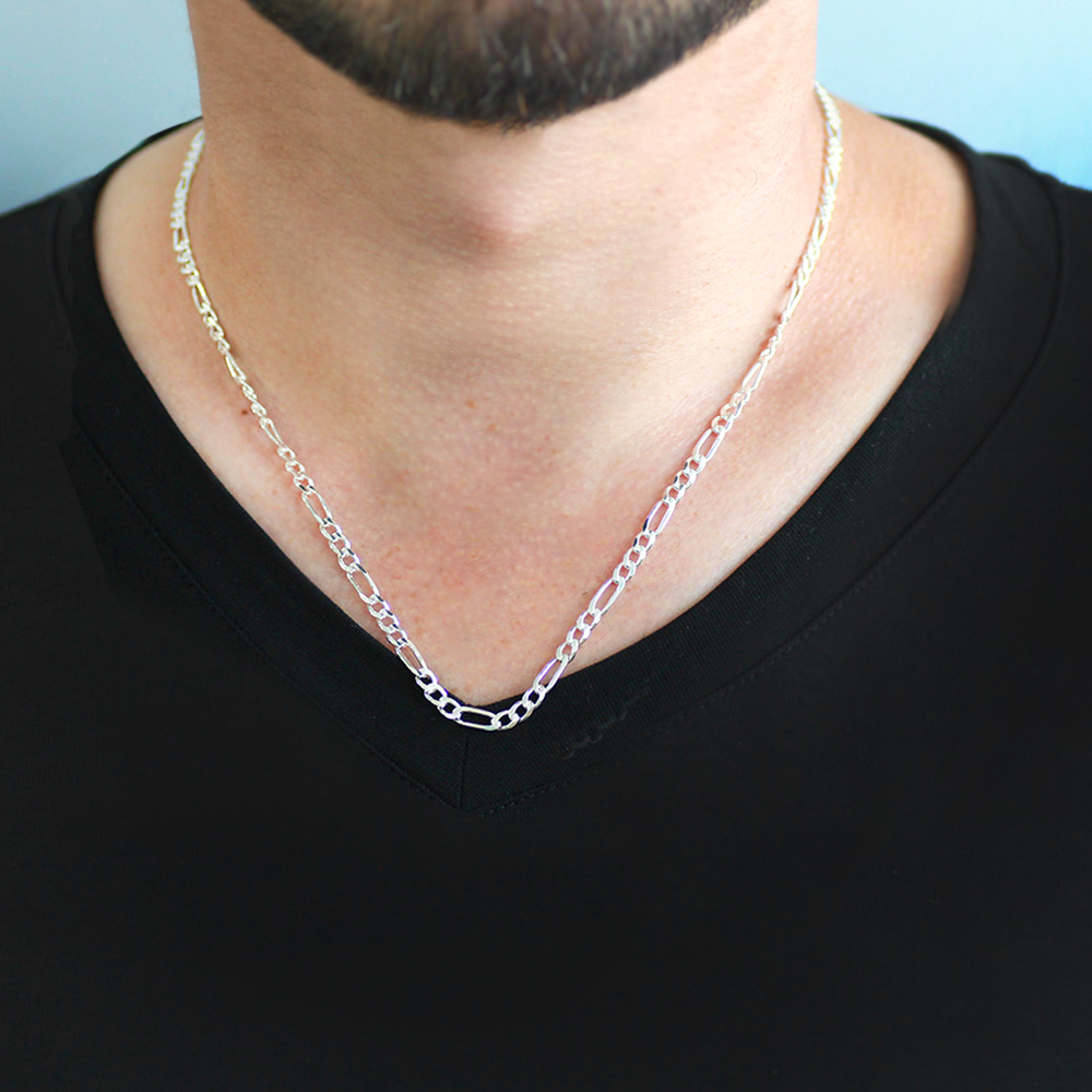 925 Ayar Gümüş 50 cm Uzunluk 100 Mikron Kalıklık Figaro Erkek Zincir Kolye - 2