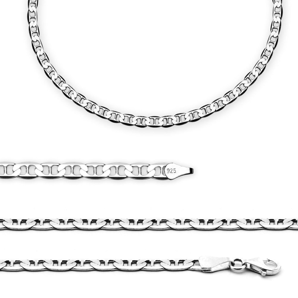 925 Ayar Gümüş 50 cm Uzunluk 120 Mikron Kalınlık Barlı Erkek Zincir Kolye - 7