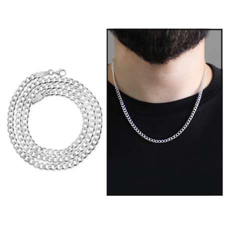 925 Ayar Gümüş 50 cm Uzunluk 130 Mikron Kalınlık Gurmet Erkek Zincir Kolye - Tesbihane