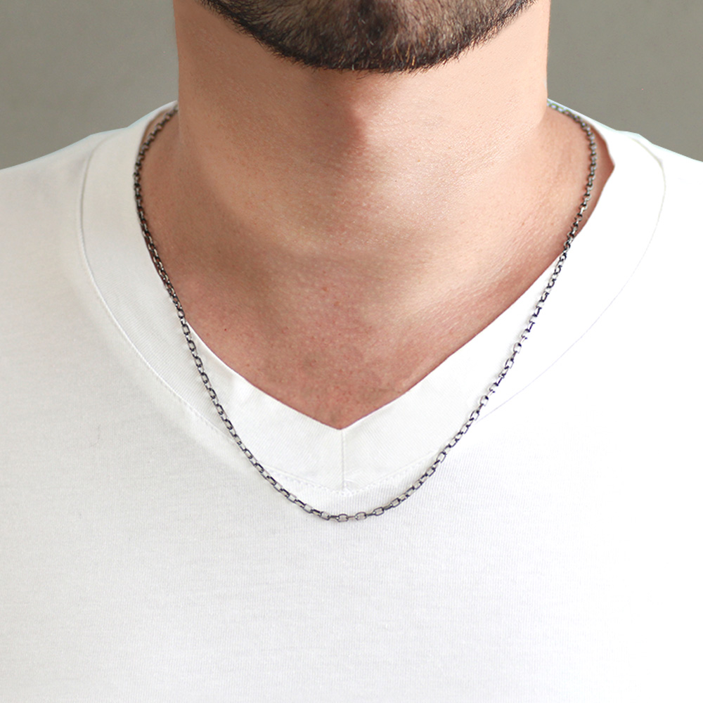925 Ayar Gümüş 55 cm Uzunluk 60 Mikron Kalınlık Tıraşlı Doch Erkek Zincir Kolye - 2