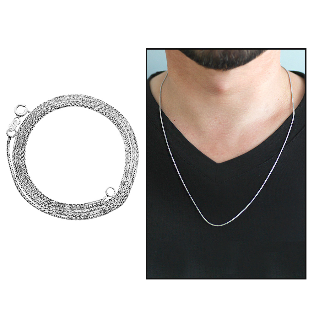925 Ayar Gümüş 60 cm Uzunluk Foxtail Model Erkek Zincir Kolye - 1