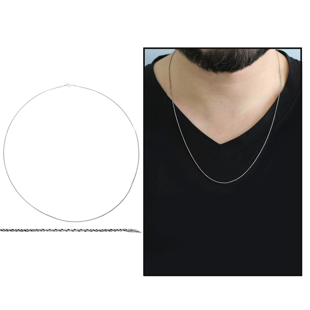 925 Ayar Gümüş 60 cm Uzunluk 100 Mikron Kalınlık Otantik Model Erkek Zincir Kolye - 3