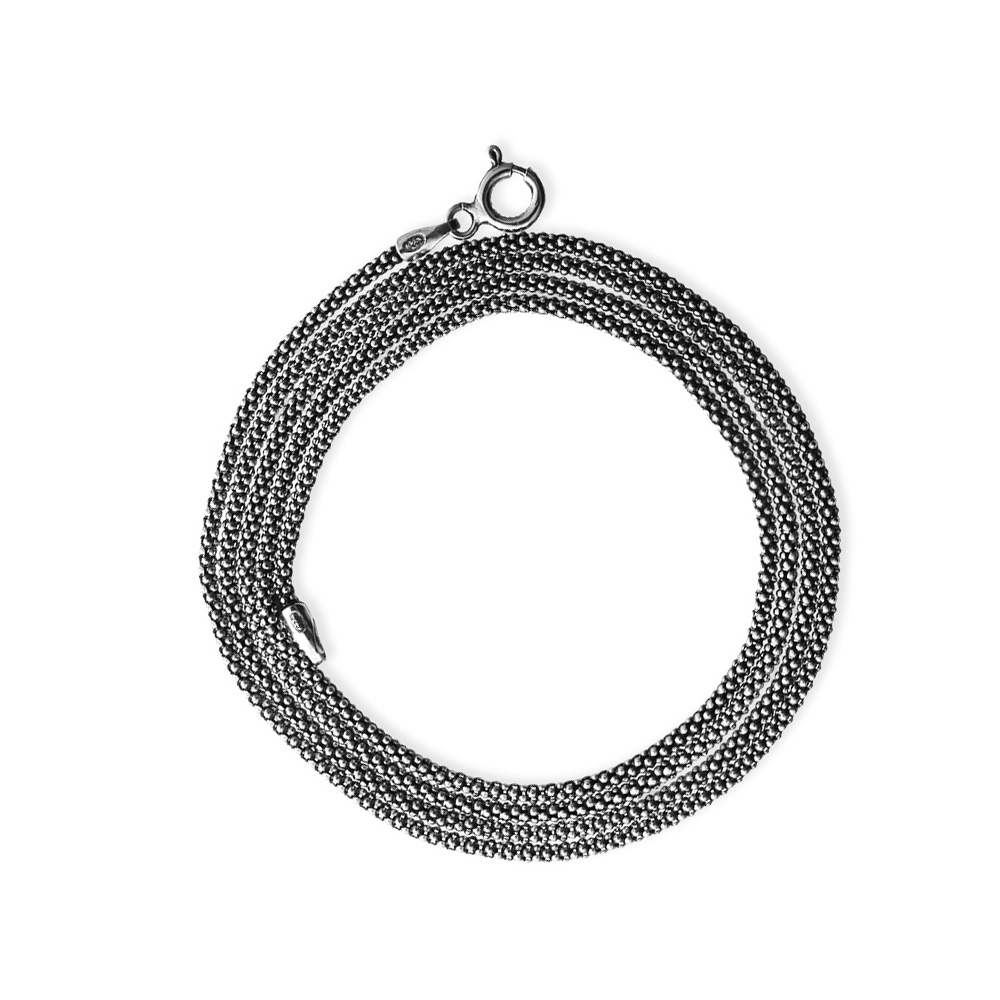 925 Ayar Gümüş 60 cm Uzunluk Popcorn Model Erkek Zincir Kolye - 2