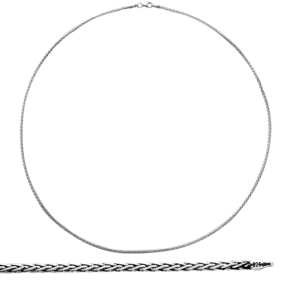 925 Ayar Gümüş 60 cm Uzunluk 100 Mikron Kalınlık Spiga Model Erkek Zincir Kolye - 4