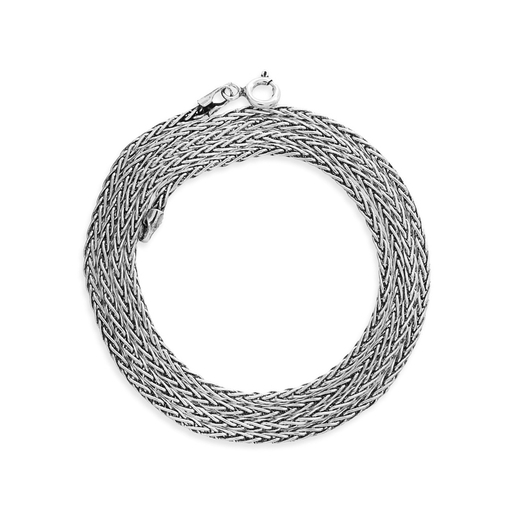 925 Ayar Gümüş 60 cm Uzunluk 100 Mikron Kalınlık Spiga Model Erkek Zincir Kolye - 2