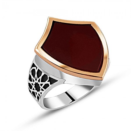 925 Ayar Gümüş Akik Taşlı Zırh Yüzük - Tesbihane