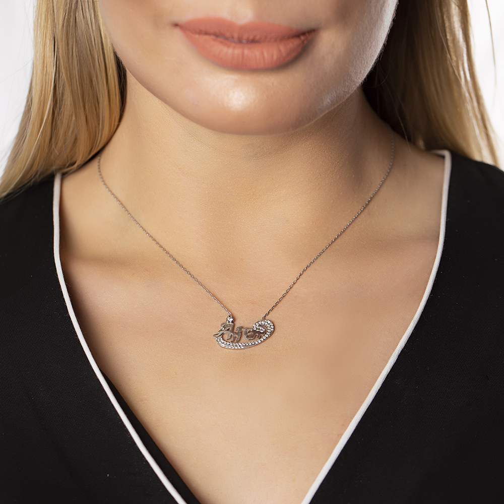 Annem Yazılı 925 Ayar Gümüş Bayan Kolye - 4