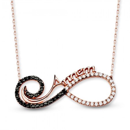 925 Ayar Gümüş Annem Yazılı Sonsuzluk Kolye - Tesbihane