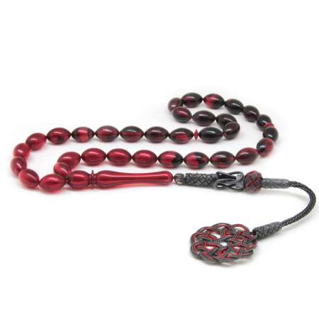 1000 Ayar Gümüş Kazaz Püsküllü Arpa Kesim Süzme Sıkma Kehribar Tesbih - Tesbihane