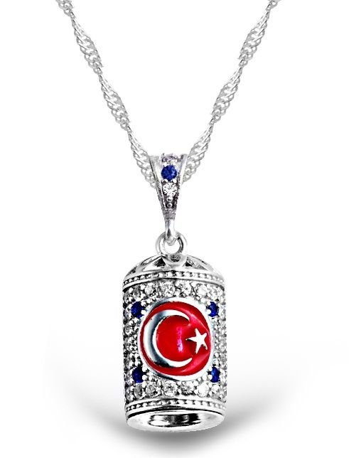 925 Ayar Gümüş Ay Yıldız Model Cevşen Kolye - 1