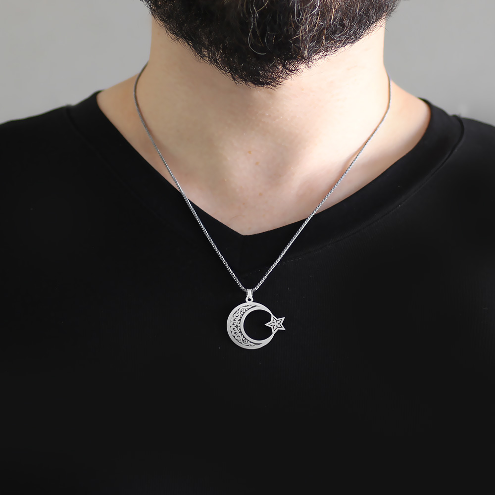 Ayyıldız Tasarım 925 Ayar Gümüş Erkek Kolye - 2