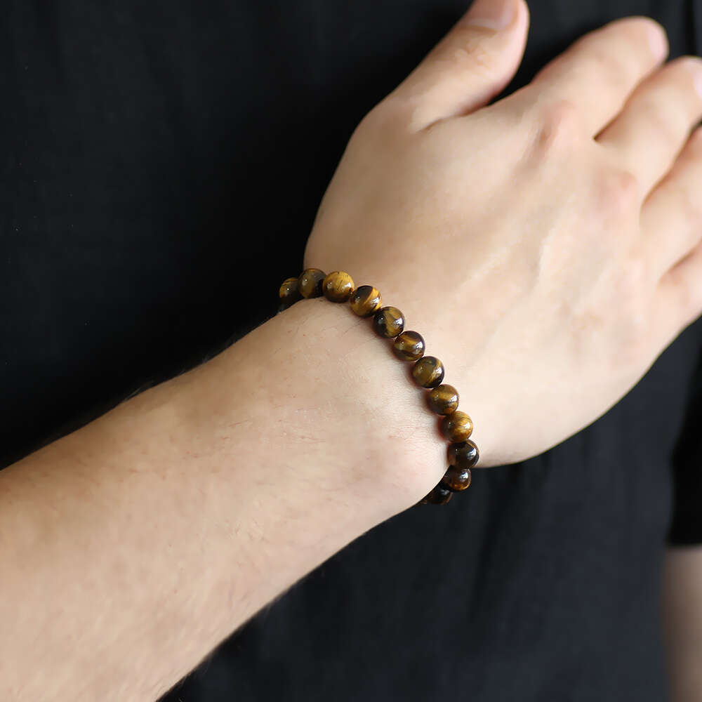 925 Ayar Gümüş Baklava Desen Bileşim Küre Kesim Kaplan Gözü Erkek Bileklik - 2