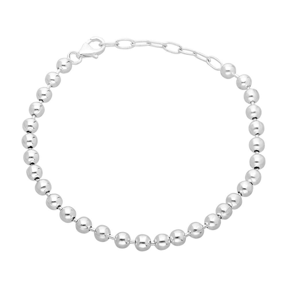 925 Ayar Gümüş Ball Chain Bayan Zincir Bileklik - 3