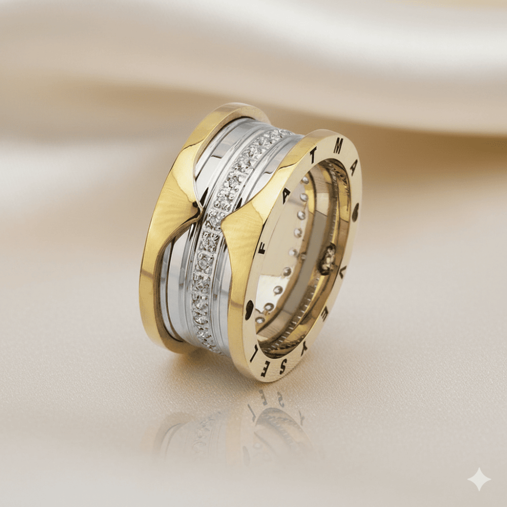 İsim Yazılı Zirkon Taşlı Özel Tasarım 925 Ayar Gümüş Bayan Alyans - 1