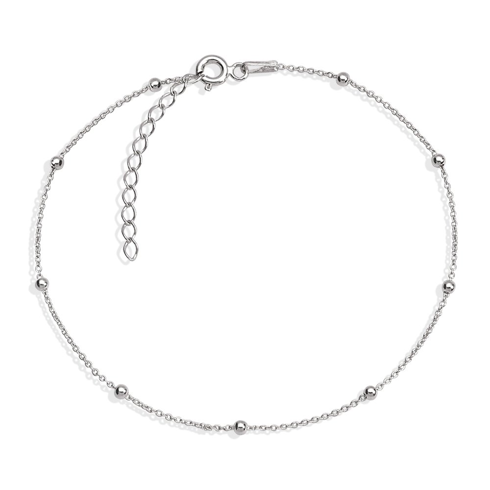 Top Zincirli Gümüş Renk 925 Ayar Gümüş Bayan Bileklik - 4