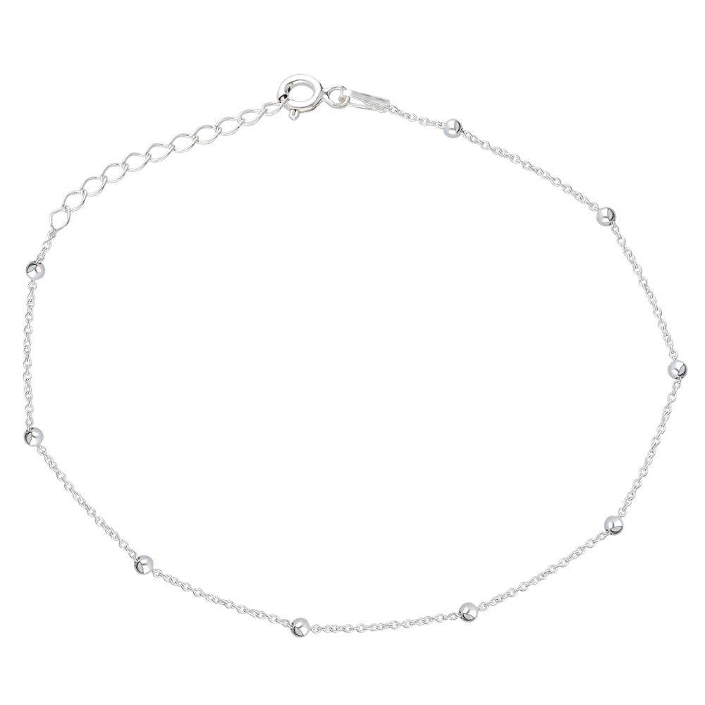 Top Zincirli Gümüş Renk 925 Ayar Gümüş Bayan Bileklik - 3