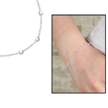 Küp-Doch Zincirli 925 Ayar Gümüş Bayan Bileklik - Tesbihane