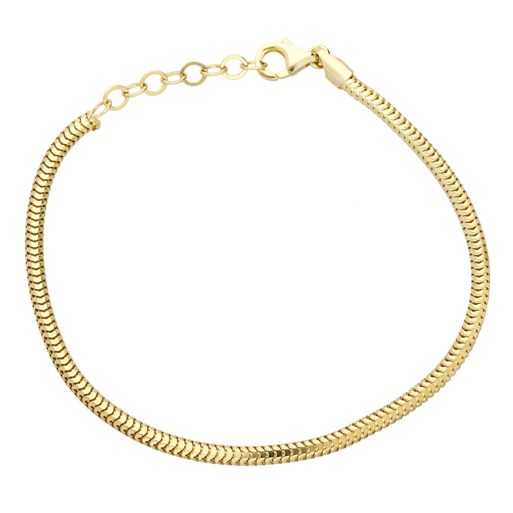 Yılan Zincirli Altın Renk 925 Ayar Gümüş Bayan Bileklik - 3