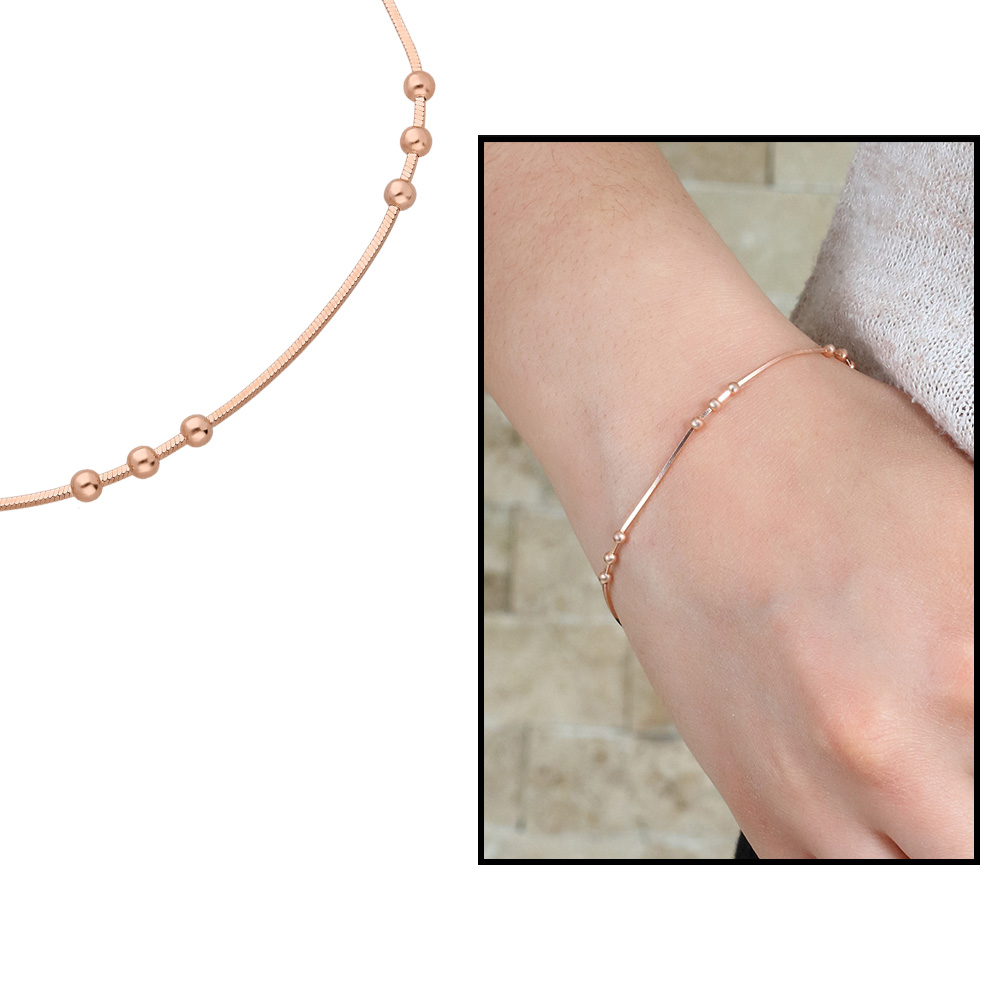 Küre Yılan Zincirli 925 Ayar Gümüş Bayan Bileklik - 1