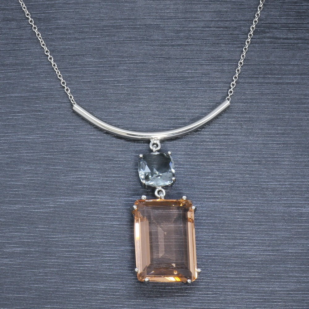 Saydam Pembe Zirkon Taşlı 925 Ayar Gümüş Bayan Kolye - 3