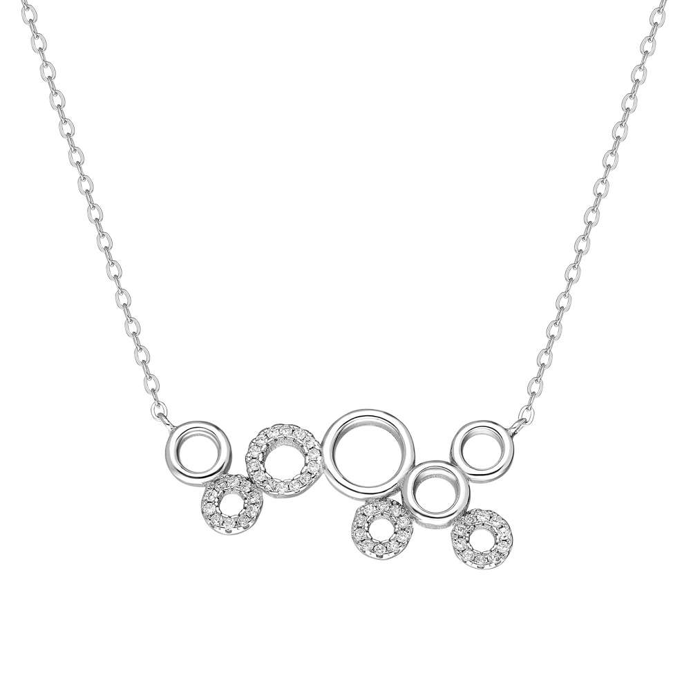 Beyaz Zirkon Taşlı 8 li Baloncuk Tasarım 925 Ayar Gümüş Bayan Kolye - 3