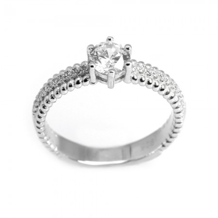 925 Ayar Gümüş Zirkon Taşlı Spiral Tasarım Bayan Yüzük - Tesbihane