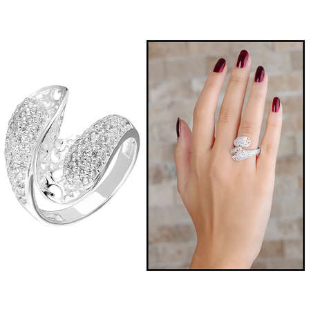 925 Ayar Gümüş Zirkon Taşlı Dalga Tasarım Bayan Yüzük - Tesbihane