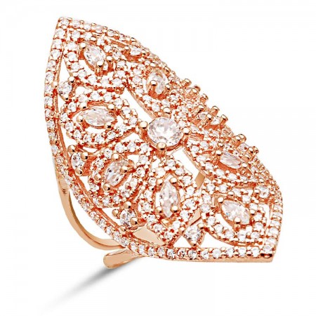 925 Ayar Gümüş Beyaz Zirkon Taşlı Yüzük - Tesbihane