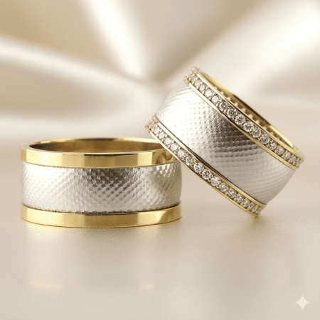 Çift Şerit Tasarım 925 Ayar Gümüş Çift Alyans - Tesbihane