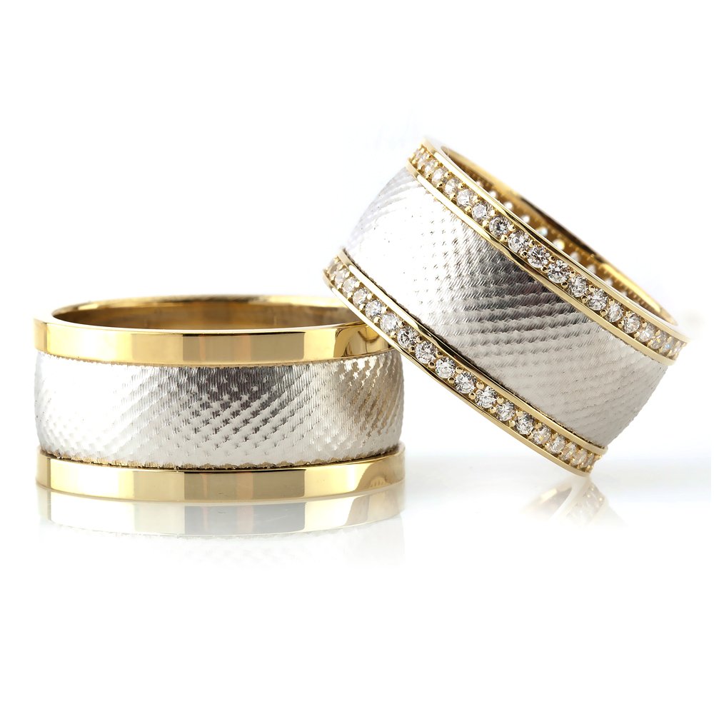 Çift Şerit Tasarım 925 Ayar Gümüş Çift Alyans - 2