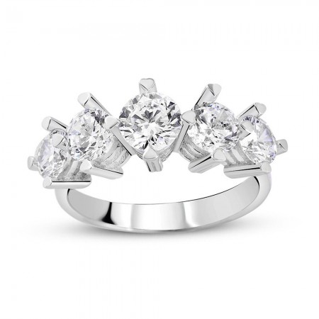 925 Ayar Gümüş Çapraz Beştaş Yüzük (Model-2) - Tesbihane