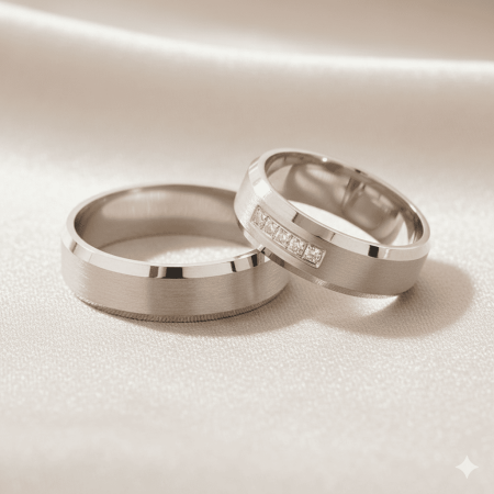 Zarif Tasarım 925 Ayar Gümüş Çift Alyans - Tesbihane