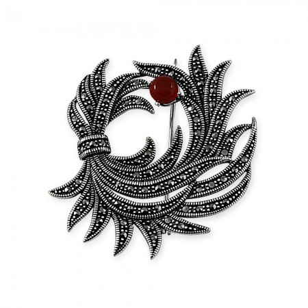 925 Ayar Gümüş Çiçek Demeti Broş - Tesbihane