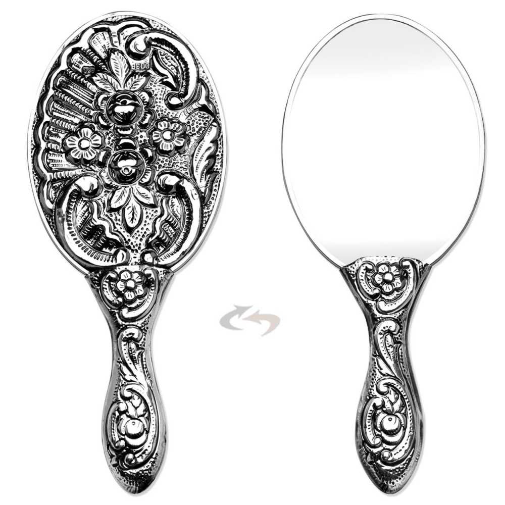 925 Ayar Gümüş Çiçek Tasarımlı Ayna 003 Model 4 - 1