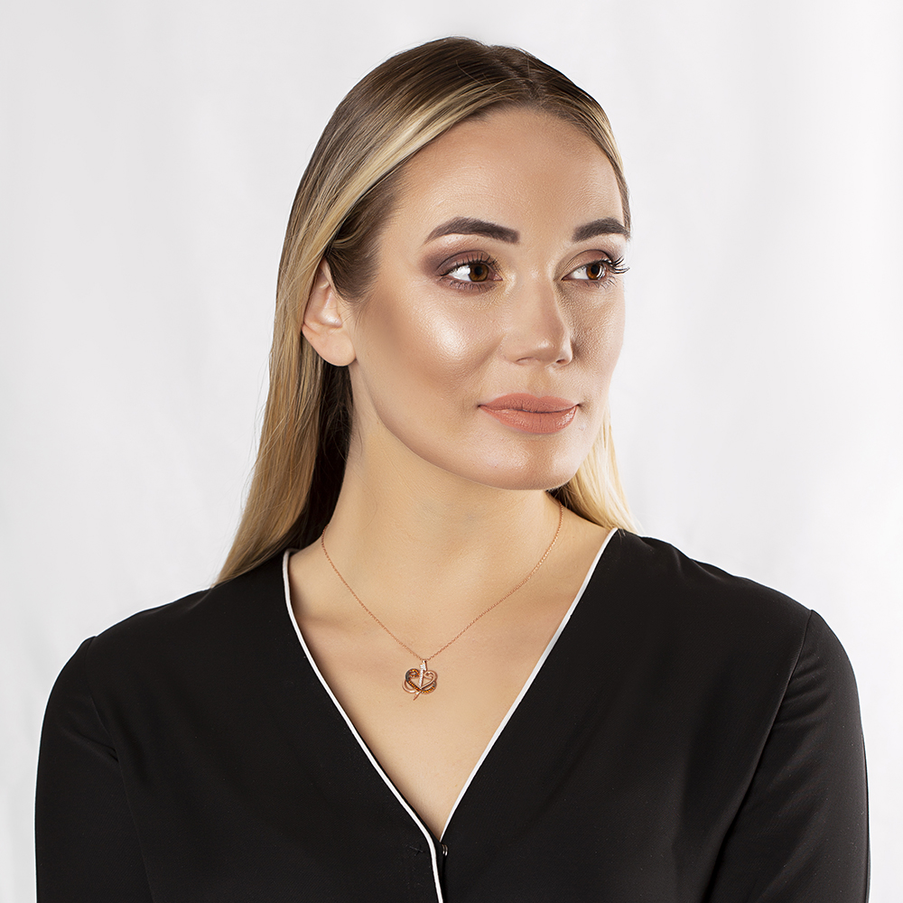 Kırmızı-Beyaz Zirkon Taşlı Çift Elif Vav 925 Ayar Gümüş Bayan Kolye - 2