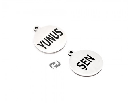 Kişiye Özel Çift İsim Yazılı 925 Ayar Gümüş Oval Püskül Ucu - Tesbihane