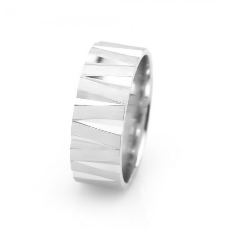 Zigzag Çizgi Tasarım 925 Ayar Gümüş Erkek Alyans - Tesbihane