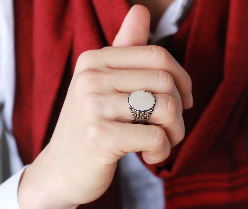 925 Ayar Gümüş Çukur Yüzük - 2