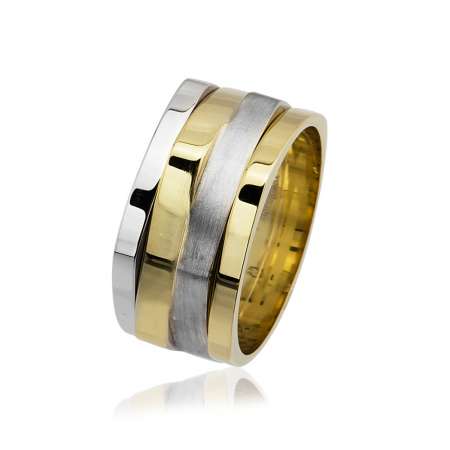 Köşeli Tasarım Dört Şeritli 925 Ayar Gümüş Erkek Alyans - Tesbihane