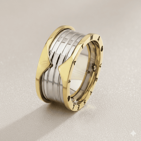 İsim Yazılı Özel Tasarım Gold Gri Renk 925 Ayar Gümüş Erkek Alyans - Tesbihane