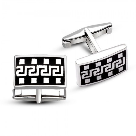 Film Şeridi Tasarım 925 Ayar Gümüş Kol Düğmesi - Tesbihane