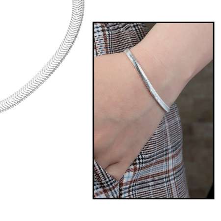 925 Ayar Gümüş Flat Snake Bayan Zincir Bileklik - Tesbihane