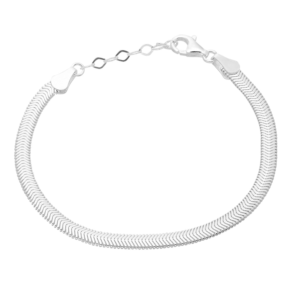 925 Ayar Gümüş Flat Snake Bayan Zincir Bileklik - 3