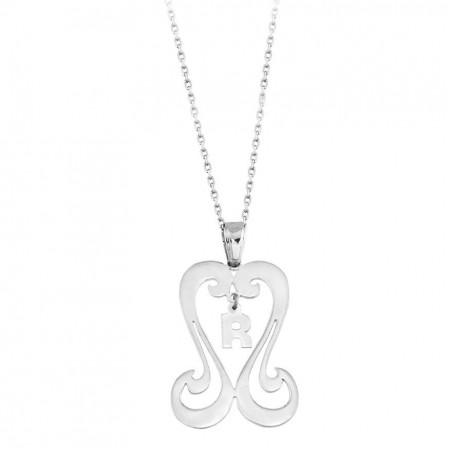 925 Ayar Gümüş Harf Yazılı Kalp Kolye (model 2) - Tesbihane