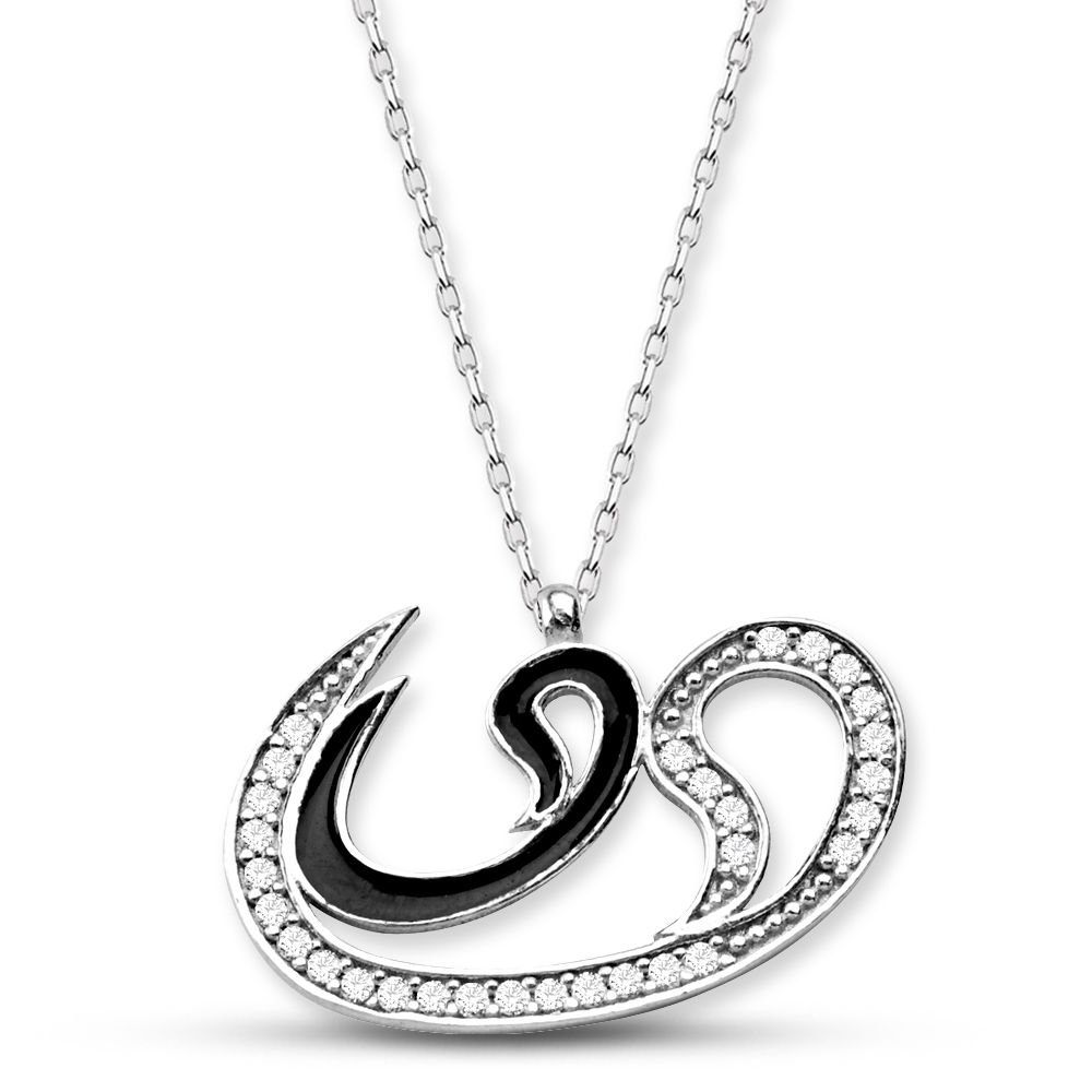 925 Ayar Gümüş İkili Vav Model Kolye (SRD00112) - 1