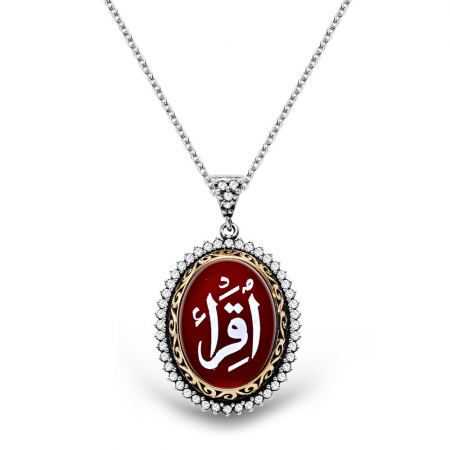 925 Ayar Gümüş İkra Desenli Kolye - Tesbihane