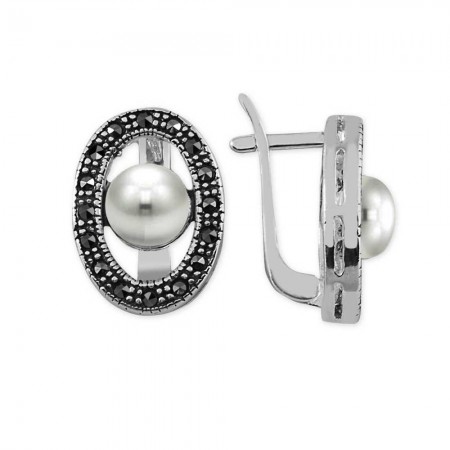 925 Ayar Gümüş İnci Taşlı Küpe - Tesbihane