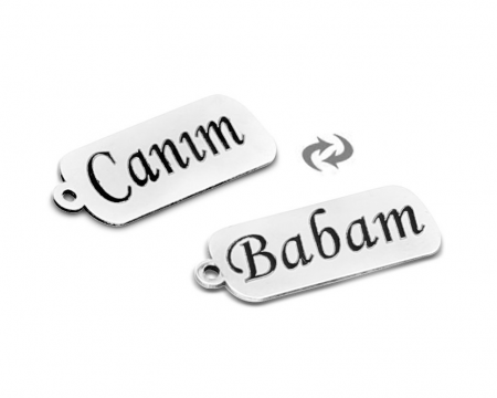 Kişiye Özel Çift İsim Yazılı 925 Ayar Gümüş Püskül Ucu - Tesbihane