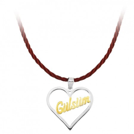 925 Ayar Gümüş İsimyazılı Kalp Kolye - Tesbihane
